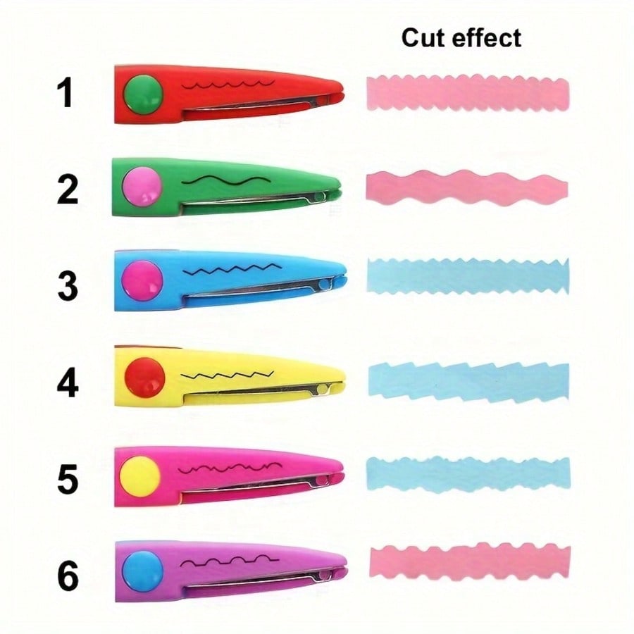 1/2/6pcs PP Material Wavy Edge Safety Scissors, Full Set Of Non-Repeating Pattern Multi-Function Craft Edge Cutting Tools, Suitable For Handmade DIY, Sewing, Paper Cutting, Student Scrapbooking, Craft