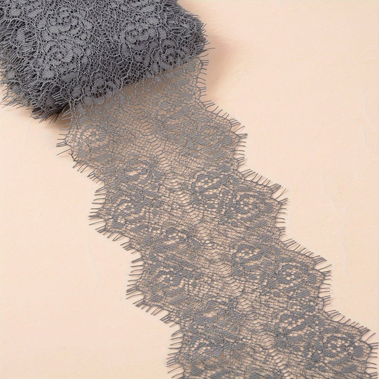 1/3" Soft Eyelash Lace Trim (Non-Stretch), Floral Lace For Sewing, Transparent Lace Ribbon (Suitable For DIY Wedding Decor), Lace Fabric For Clothing Accessories (Applicable To Lingerie, Dresses, Veil