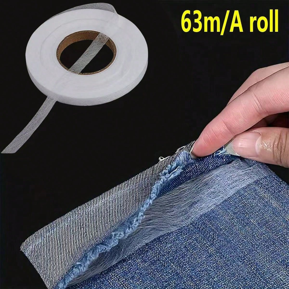 1 Roll 63m Fusible Tape For Clothing Alterations, No-Sew Hem Tape, Iron-On Hemming Tape, Suitable For Altering Clothes, Pants, Jeans, Skirts