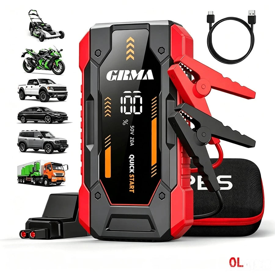 10-In-1 Multi-Functional Emergency Start Power Supply, Portable Car Battery Starter, Digital, Suitable For 2.64 Gallon Gasoline Or 2.38 Gallon Battery, LED Emergency Light, Car Emergency Tool