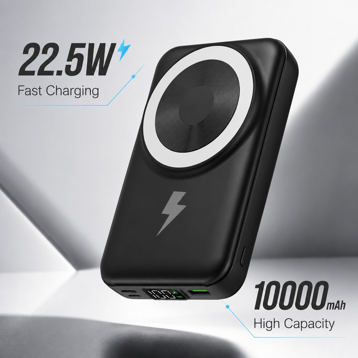 10000mAh Wireless Magnetic Power Bank With Kickstand, Dual Built-In Cables 15W Fast Magnetic Charging 22.5W Wired Charging, Travel Essentials Camping Essentials College Dorm Essentials Back To School