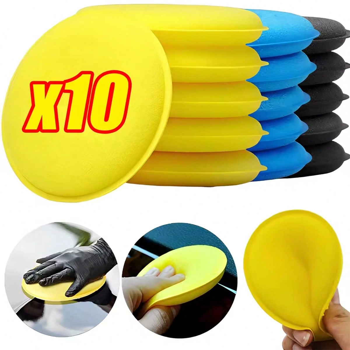 10pcs/5pcs Polishing Sponge Wax Applicator Pads, Foam Wax Pads For Car Polishing Machine Cleaning, Car Detailing Accessories