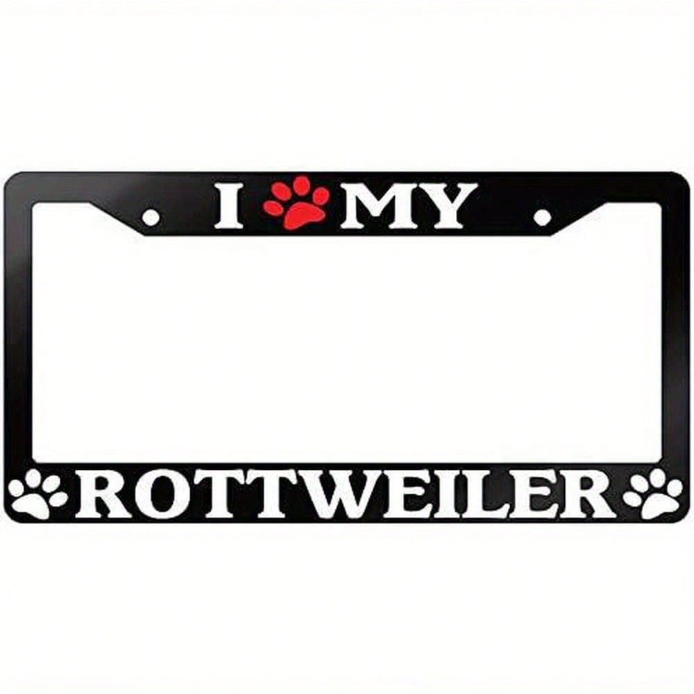 12.2 X 6.3inch Rottweiler Dog-Themed Metal Sign Frame Cover| Durable And Weather-Resistant Car Tag Holder, A Gift For Dog Lovers, For Vehicles, With A Fun Design, Made Of Aluminum Alloy,Car Must Ha