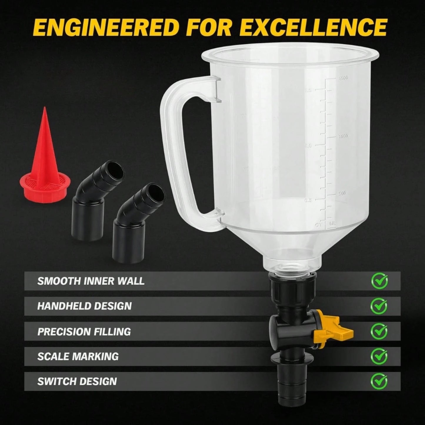 18Pcs Spill-Proof Engine Oil Funnel Kit, 1.59QT/1.5L Automotive Funnel Set For Car Truck Motorcycle, Oil Change Tool Accessory