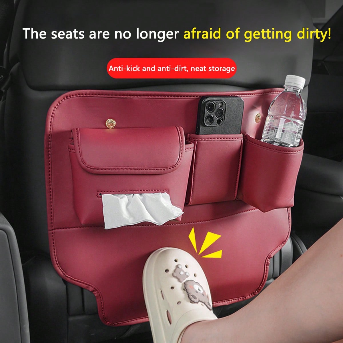 1pc Car Seat Back Storage Bag, Multifunctional Car Interior Seat Back Hanging Organizer, Backrest Storage Rack