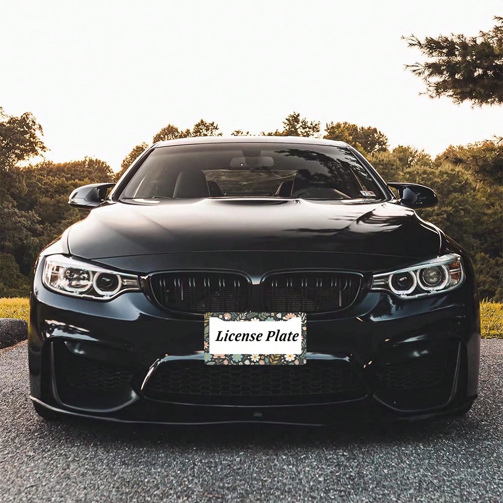 1PC Colorful Flowers License Plate Frame Cute Daisy Floral License Plate Funny License Plate Holder Aluminum Auto Parts License Plate Decoration With Screws Size 12 X 6