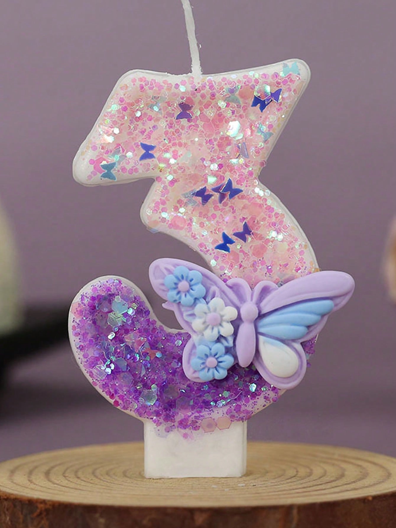 1pc Elegant Butterfly Number Birthday Candle 0-9, Wedding, Anniversary, Baby Shower, Bridal Shower, Birthday, Housewarming Party- Glitter Cake Decoration Ornaments- Paraffin Wax Cake Decoration Supp
