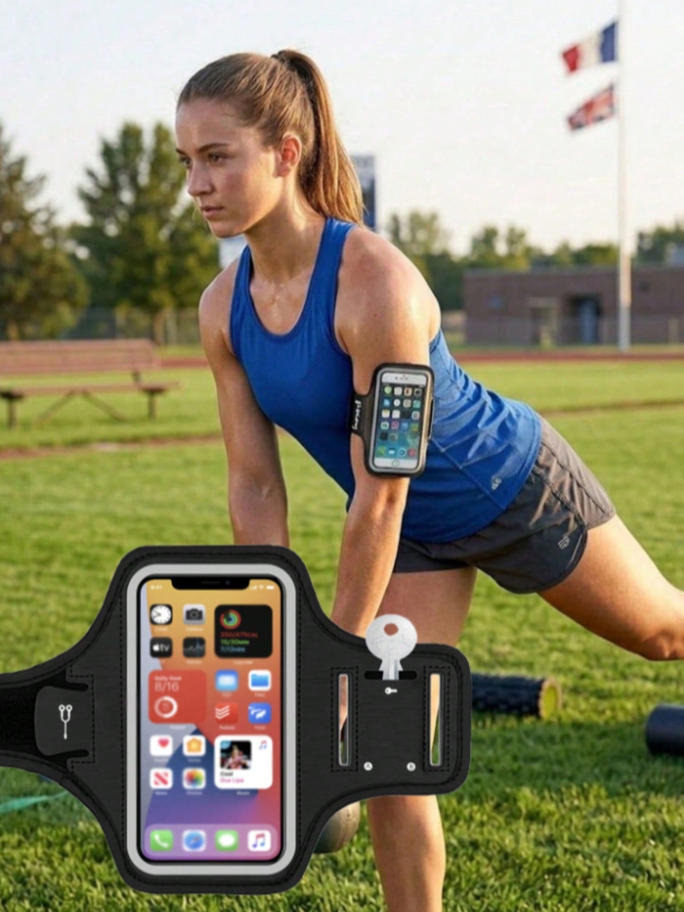 1pc Outdoor Sports Running Phone Armband, Adjustable Fitness Arm Bag Holder For 7-Inch Phone, Cycling Arm Bag