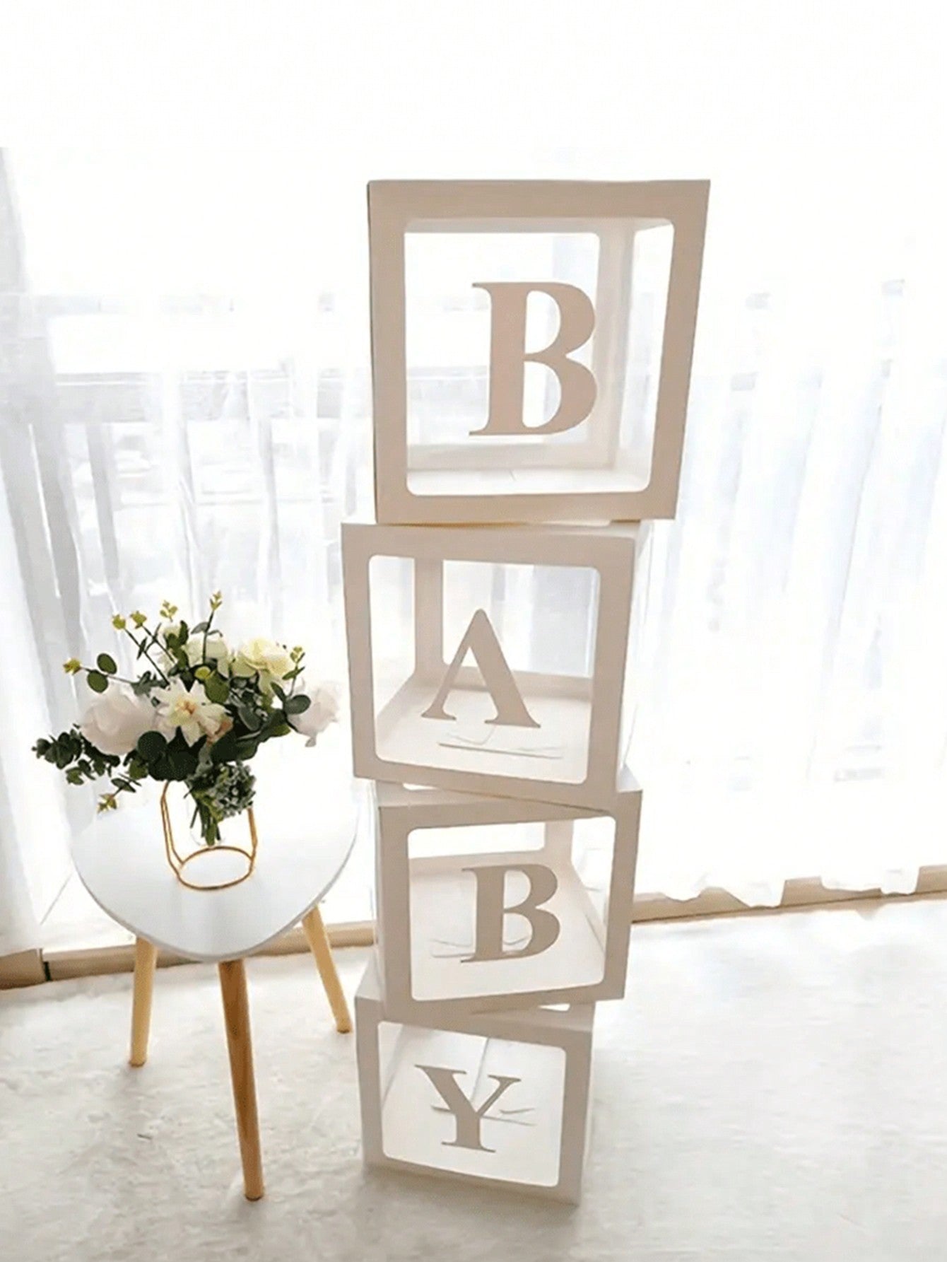 1Set, Baby Letters Paper Transparent Box, Happy Birthday Decoration Balloon Box, Baby Shower Decoration One Year Frist One 1st Birthday Birthday Party (Excluding Balloons)Baby Shower Family Decoration