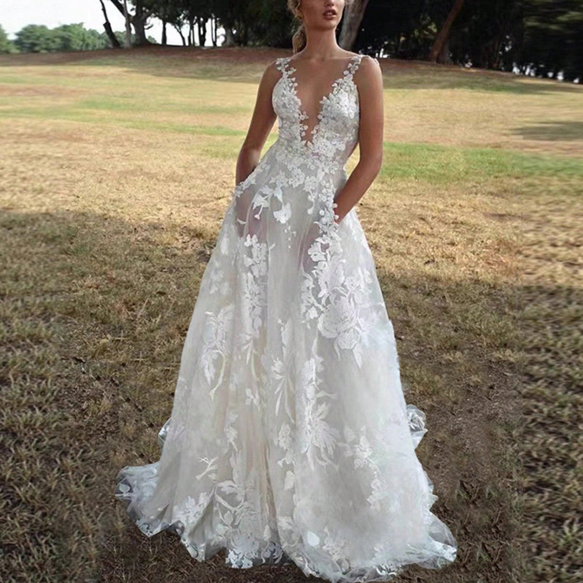 2025 European And American Women's Clothing, Puffy Skirt Lace Bridal Wedding Dress, Sexy White Strap Bridesmaid Dress