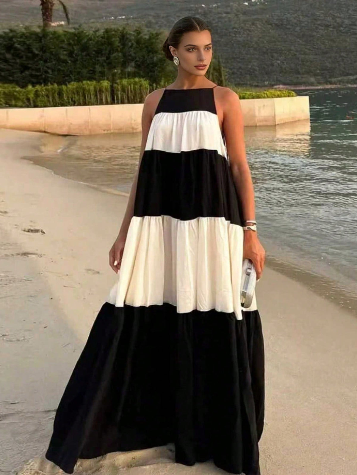 2026 Spring/Summer New Fashion Elegant Casual Commute Daily Date Holiday Travel Tea Party Beach Color Block Spaghetti Strap Dress