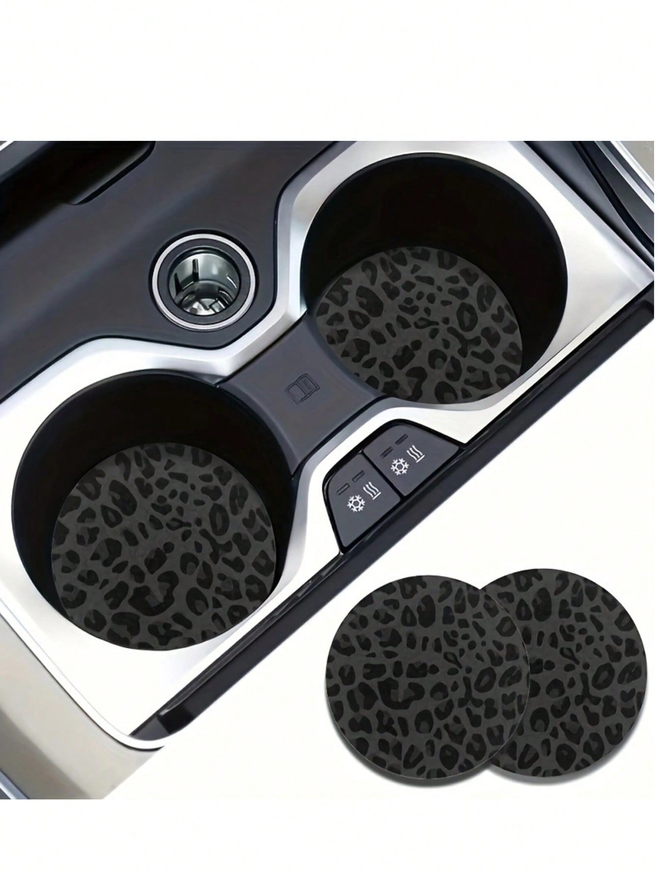 2pcs Car Cup Holder Mats, Non-Slip Car Interior Decor, Leopard Print Cup Holder Inserts, Enhance Car Interior Quality, Great Gift