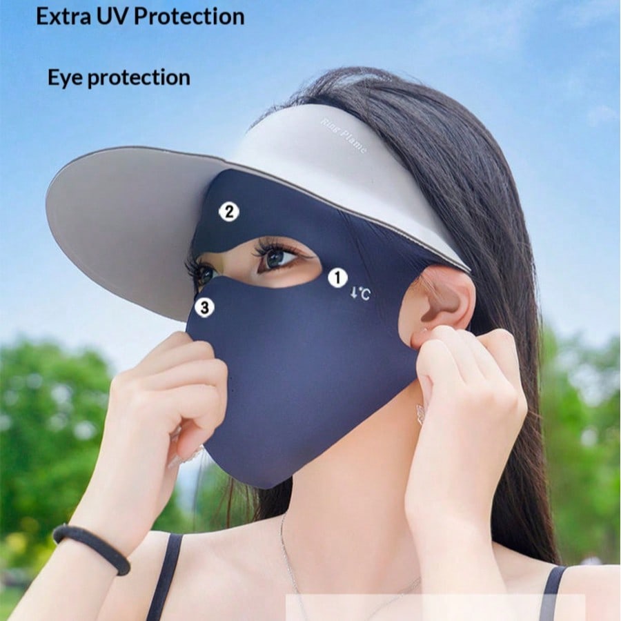 2pcs New Arrival Bestselling Summer UV Protection Full Face Gini Sun Protection Mask Face Cover Sunshade Special For Outdoor Cycling Breathable Ice-Cool For Summer