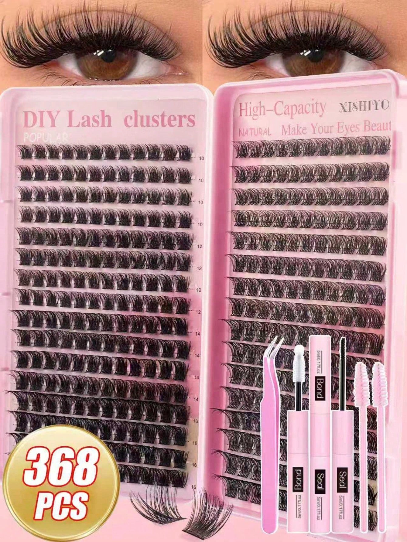 368pcs Single Lash Extensions, Lash Book, Cluster False Eyelashes, DIY Home Lash Extensions, Cluster False Eyelashes, Single Lash Extensions, False Eyelashes, Natural Vs. Voluminous Eyelashes, Lash Cl