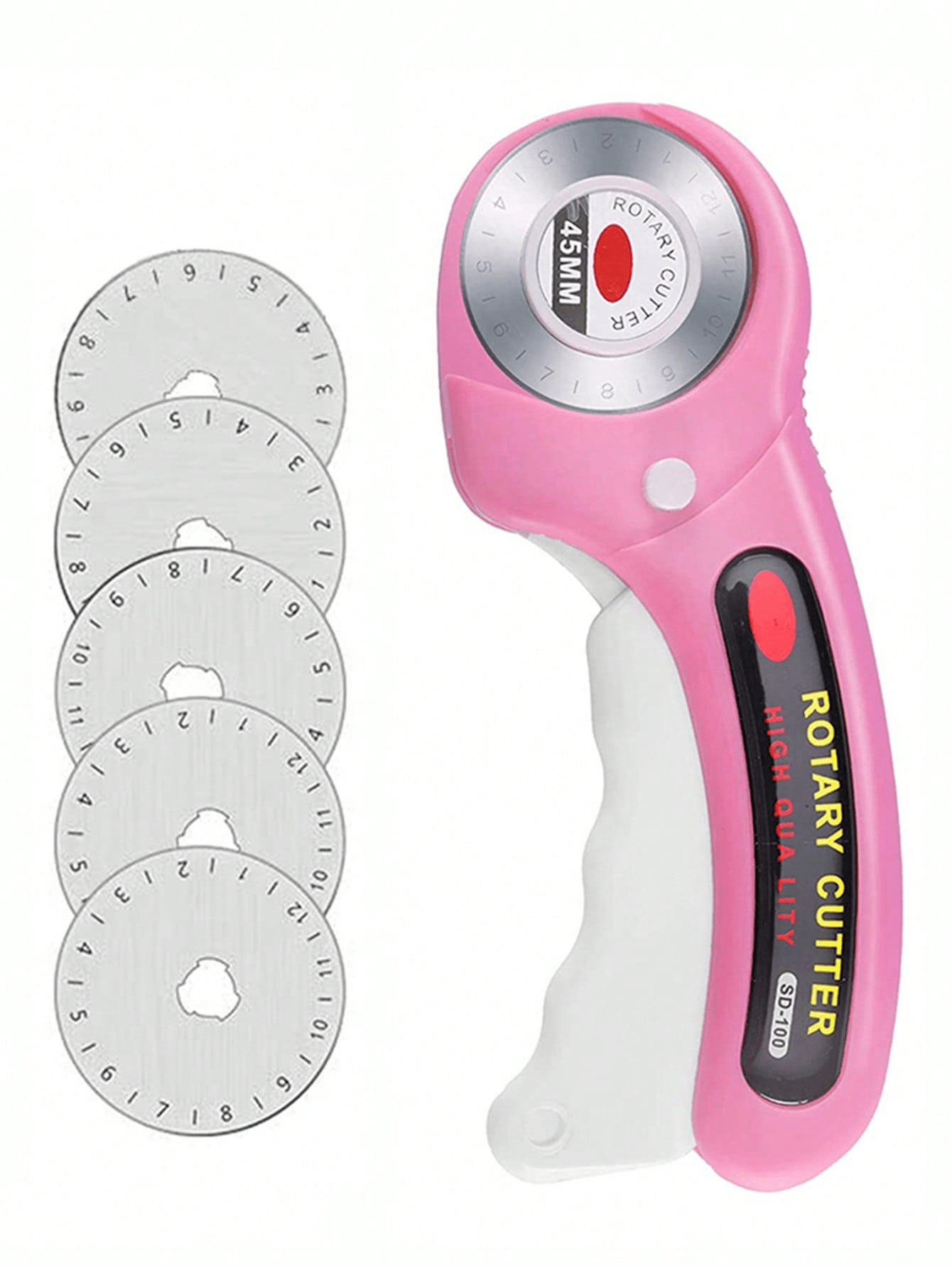 45mm Rotary Cutter With Spare Blades, Ergonomic Handle Roller Cutter With Locking Device, Suitable For Fabric, Leather, Crafts, Sewing, Quilting, Fabric Rotary Cutter, Modern Home Sewing Rotary Cutter