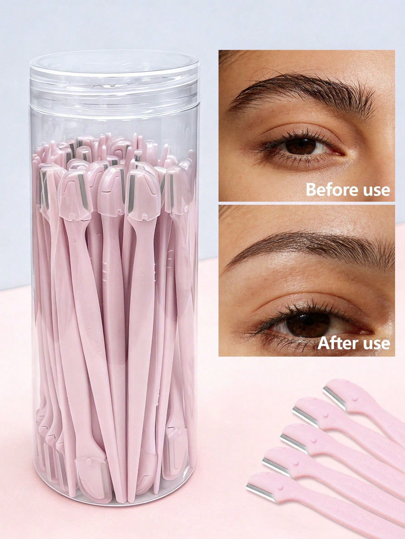 50/40/30/20/12pcs Mini Eyebrow Trimmer, Women Facial Hair Remover, Lip Hair Remover With Precision Cap, Small Eyebrow Razor, Women Makeup Face Care Tools (Pink, Black, White), Cosmetics, Affordable, R