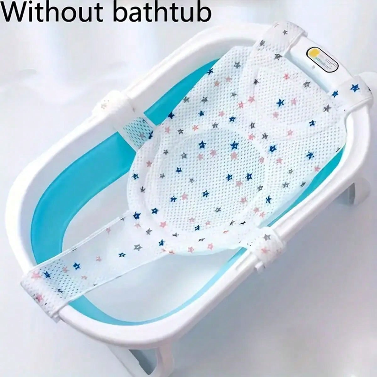 Baby Bathtub Support Seat Cushion, Soft And Anti-Slip Bath Pad With Pillow, Adjustable Polyester Fiber Bathtub Net For Infants 0-3 Years Old