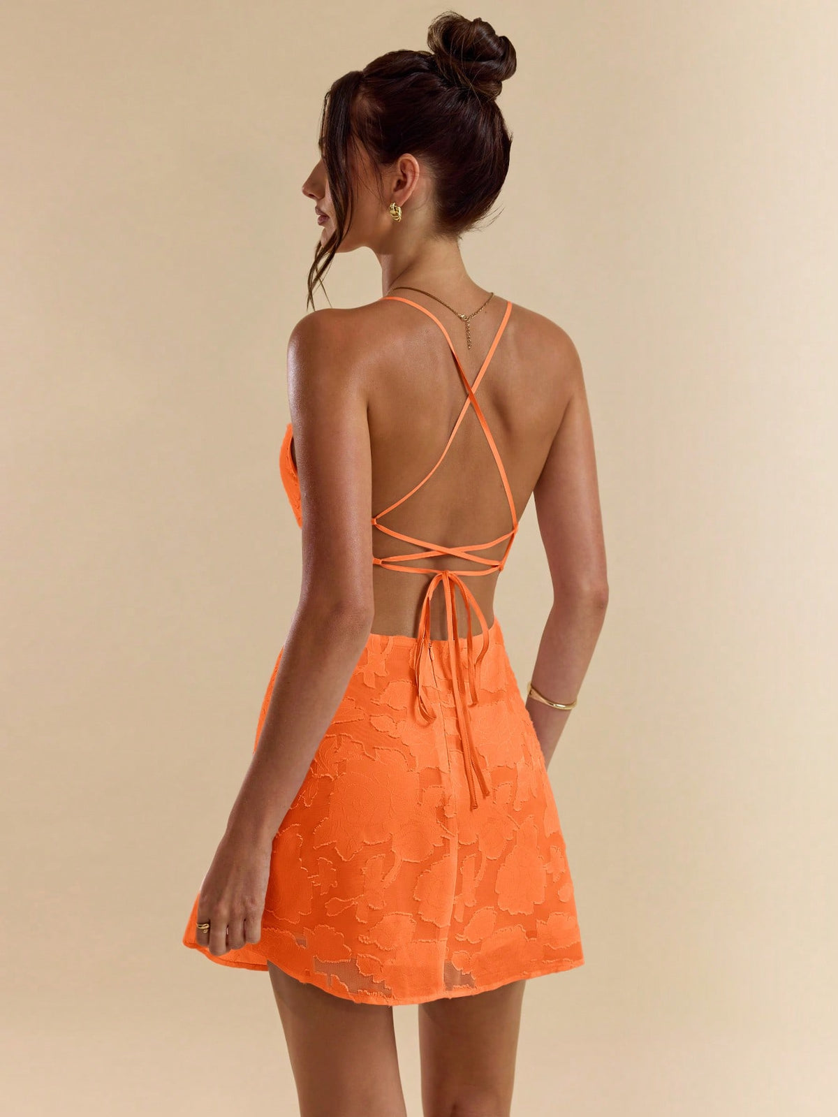 BAE Spring/Summer Solid Pink Bodycon Low Back Tie Strap Textured A-Line Super Short Mini Dress For Women,Bohemian Clothes,Bodycon Dress
