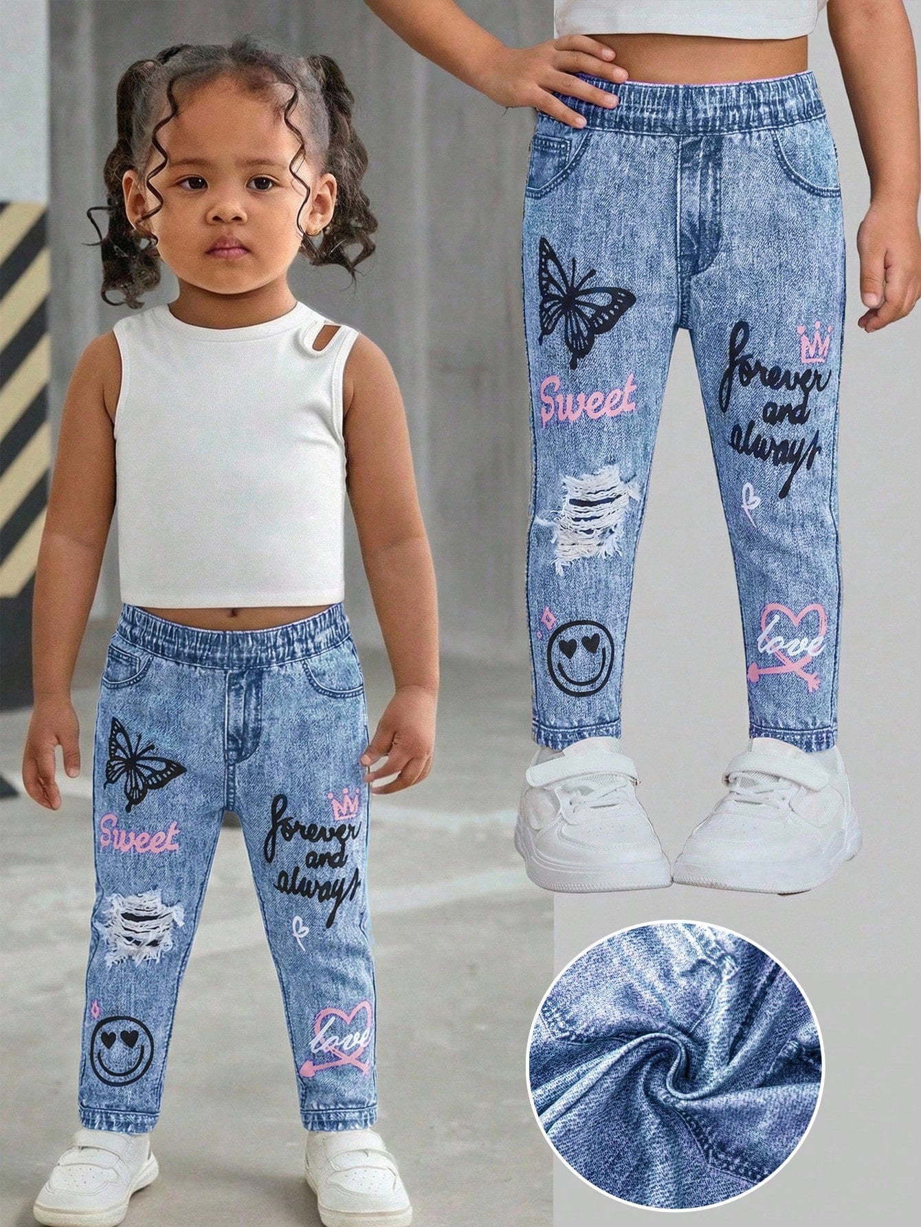 Bubblio Babygirl Cute Street Style Graphic Print Elastic Waist Pants