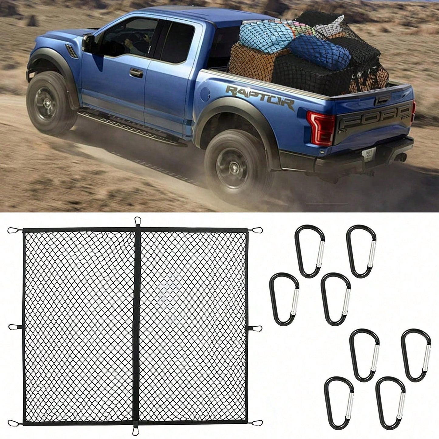Cargo Box Net Bag For Pickups, Truck Cargo Net Storage Box With Highly Elastic Truck Cargo Net, Suitable For Camping, Travel Luggage, Compatible With Trailers, Can Fix Luggage And Loose Items