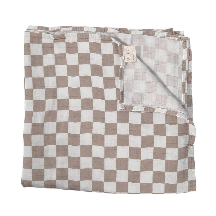 Checked Muslin Swaddle Blanket