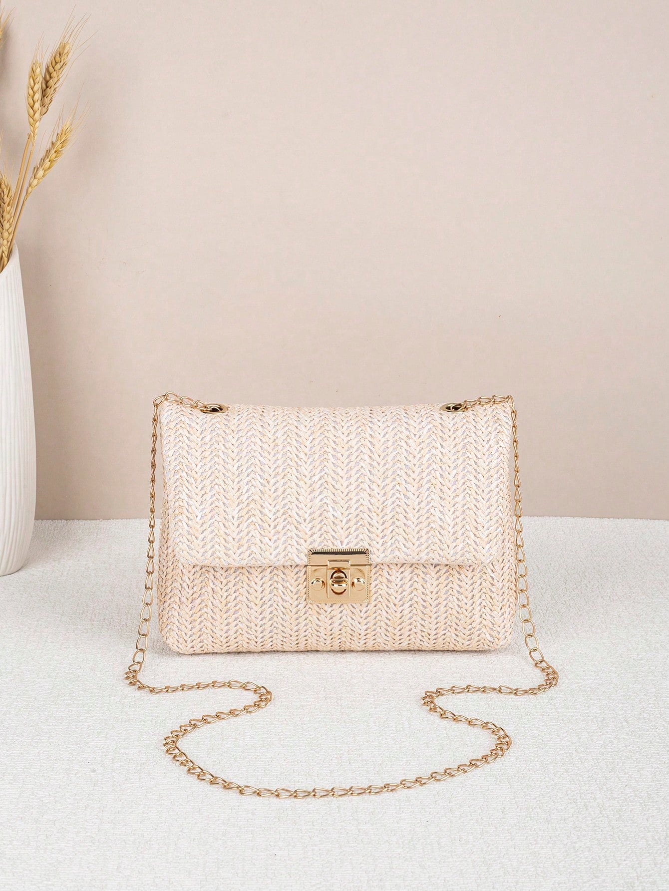 Colorful Woven Shoulder Bag, Women's Small Square Bag, Casual Beach Bag, Large Capacity, Spring/Summer