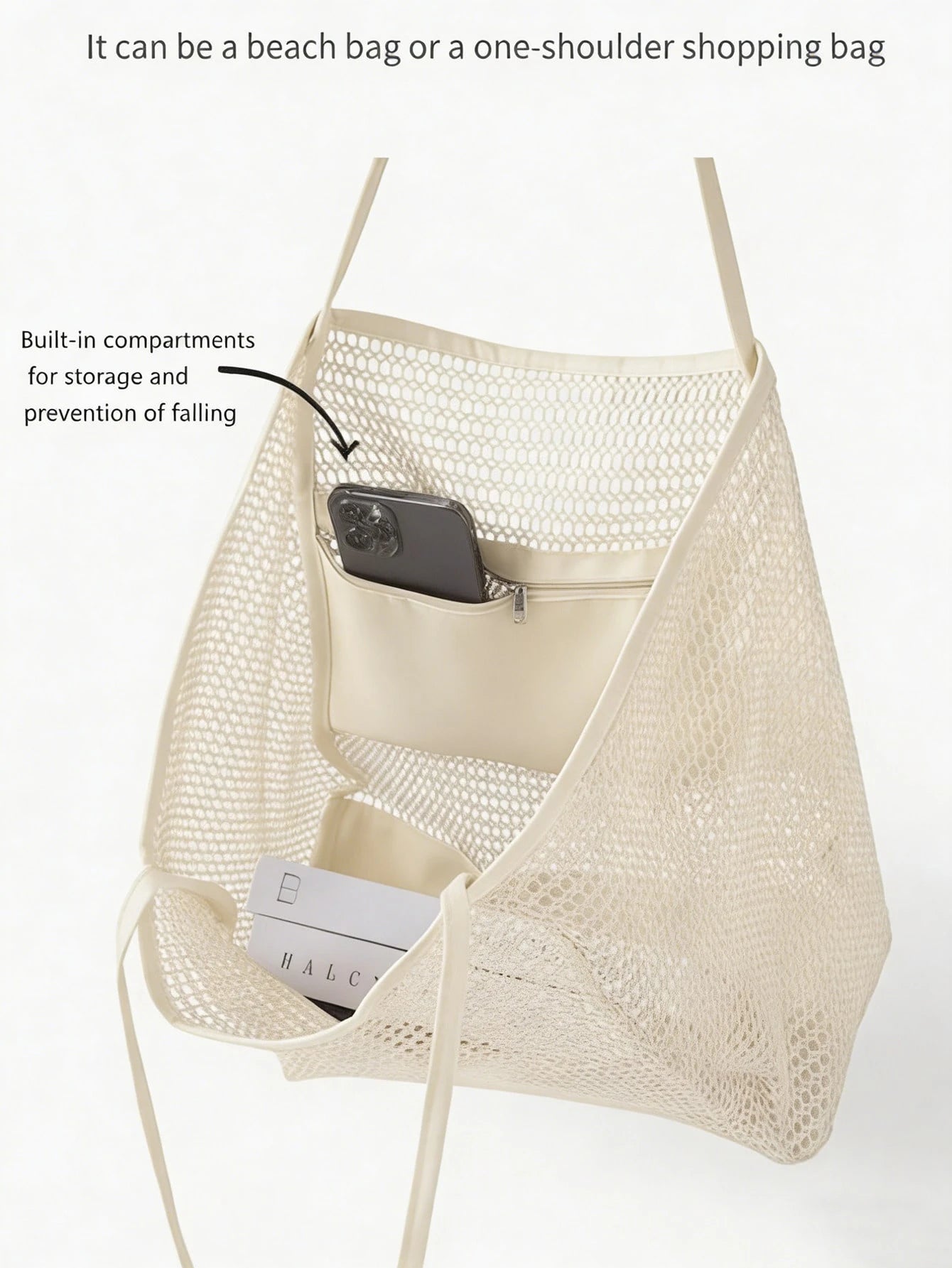 Foldable Mesh Tote Bag, Casual Handbag For Women, Foldable Shoulder Bag For Picnic, Waterproof, Collapsible, Essential Accessory, Multifunctional Shoulder Shopping Bag, Mesh Hollow Bag, Mesh Bag For B