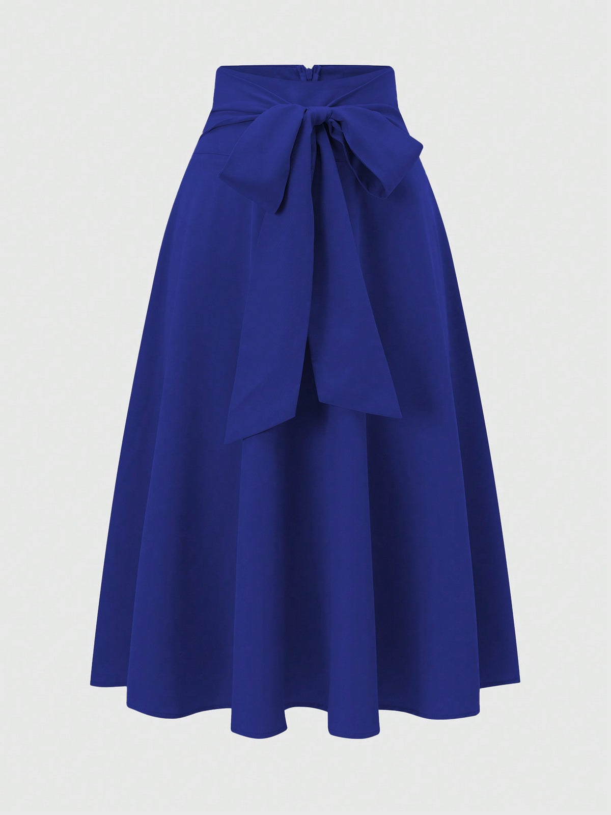 Franclia Women's Elegant Solid Color Tie Waist Blue Skirt