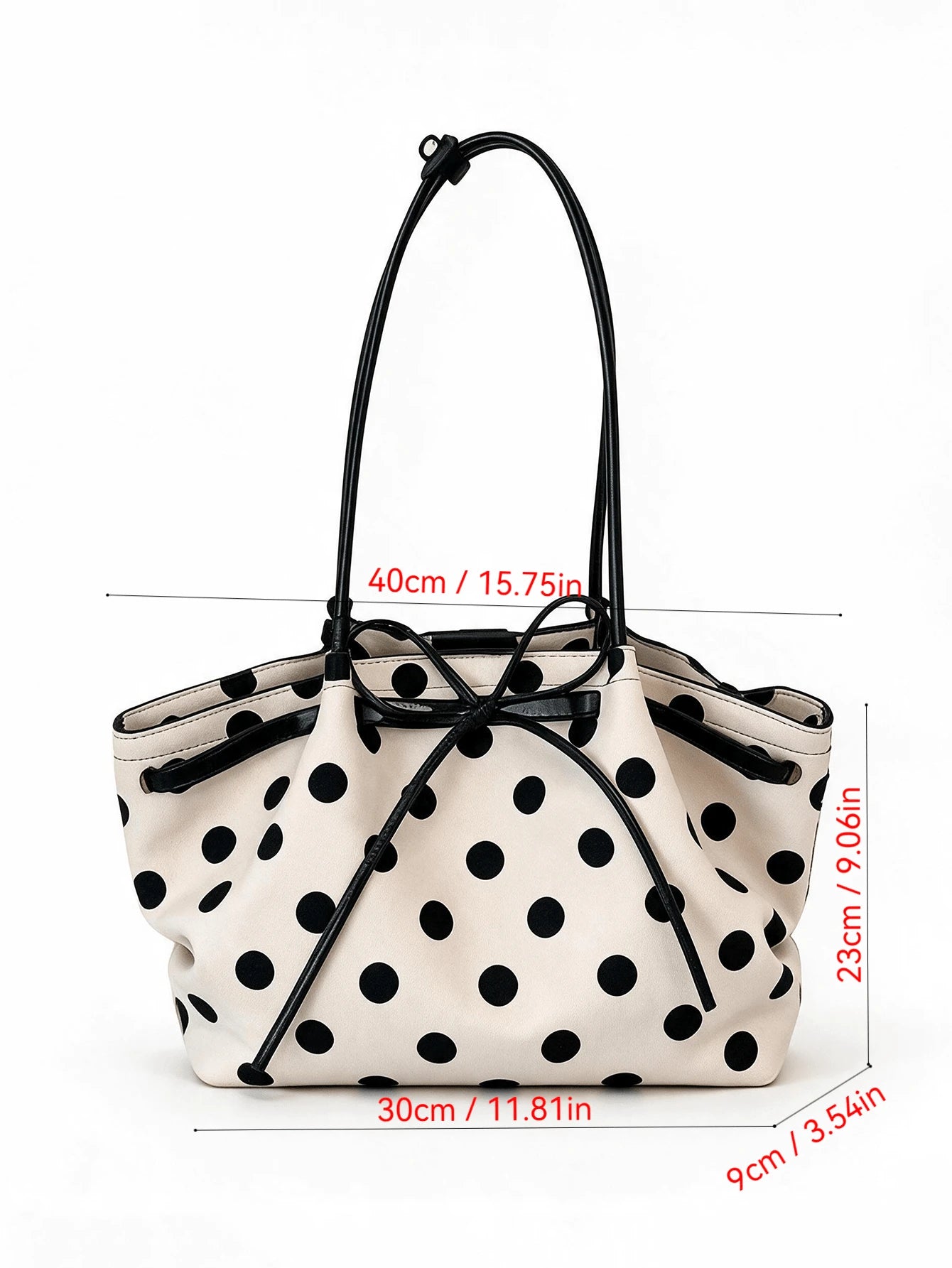 French Vintage Polka Dot Large Capacity Shoulder Tote Bag, Gentle Style Daily Commute Versatile Fashion Elegant Women's Bag, Shoulder Underarm Bag