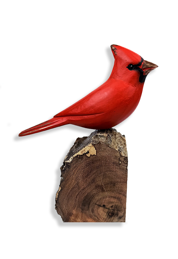 Hand Carved Wooden Cardinal- from England - Ben's Garden
