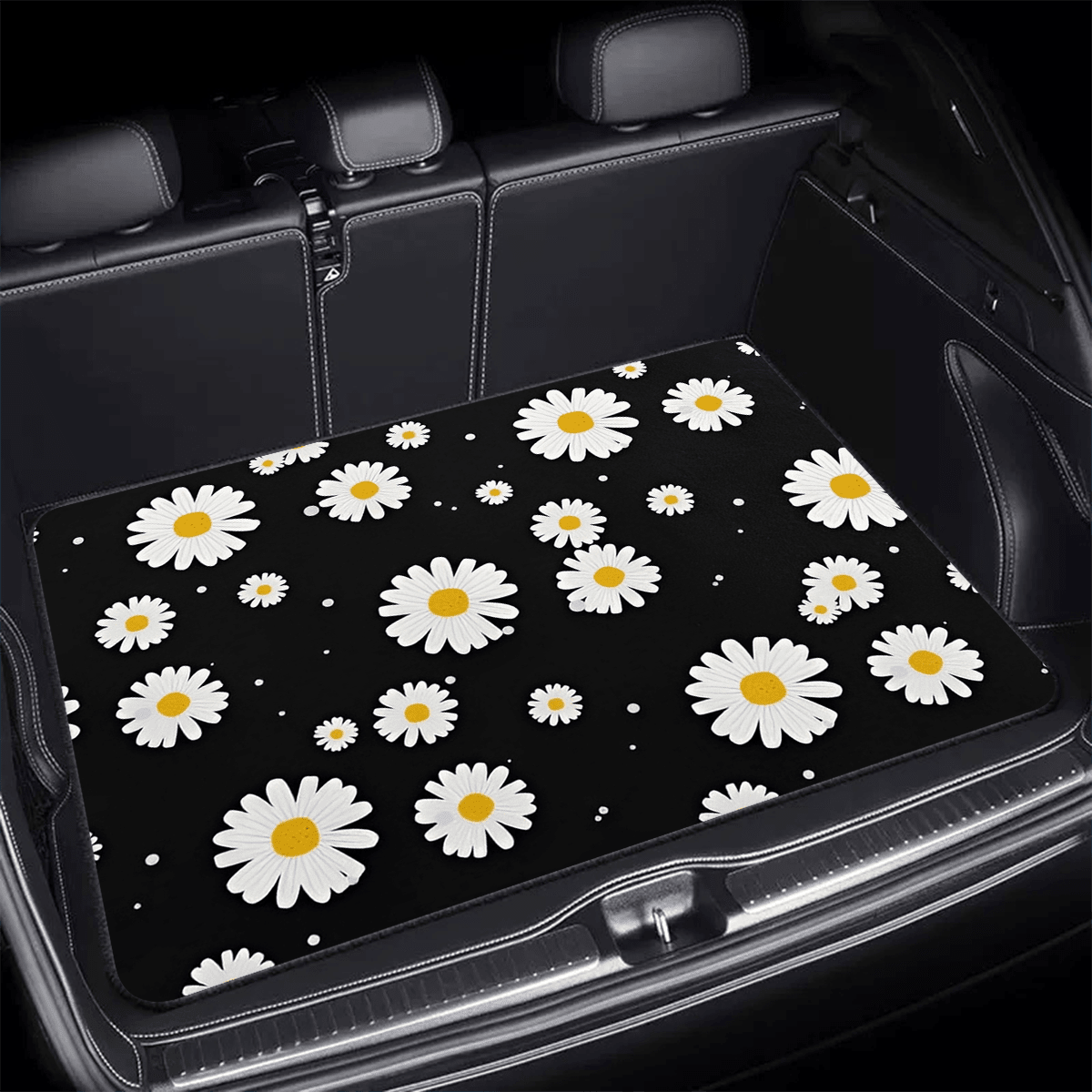 HOMPOOLL 1pc White Daisy Print Multi-Functional Car Trunk Storage Mat, Simple Yet Elegant, Enhances Interior Space, Suitable For Most Car Models.