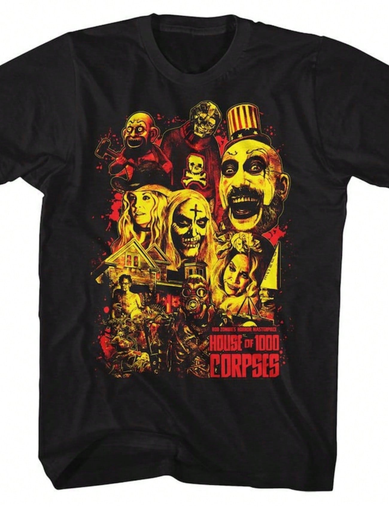 House Of 1000 Corpses Collage Art Black T-Shirt