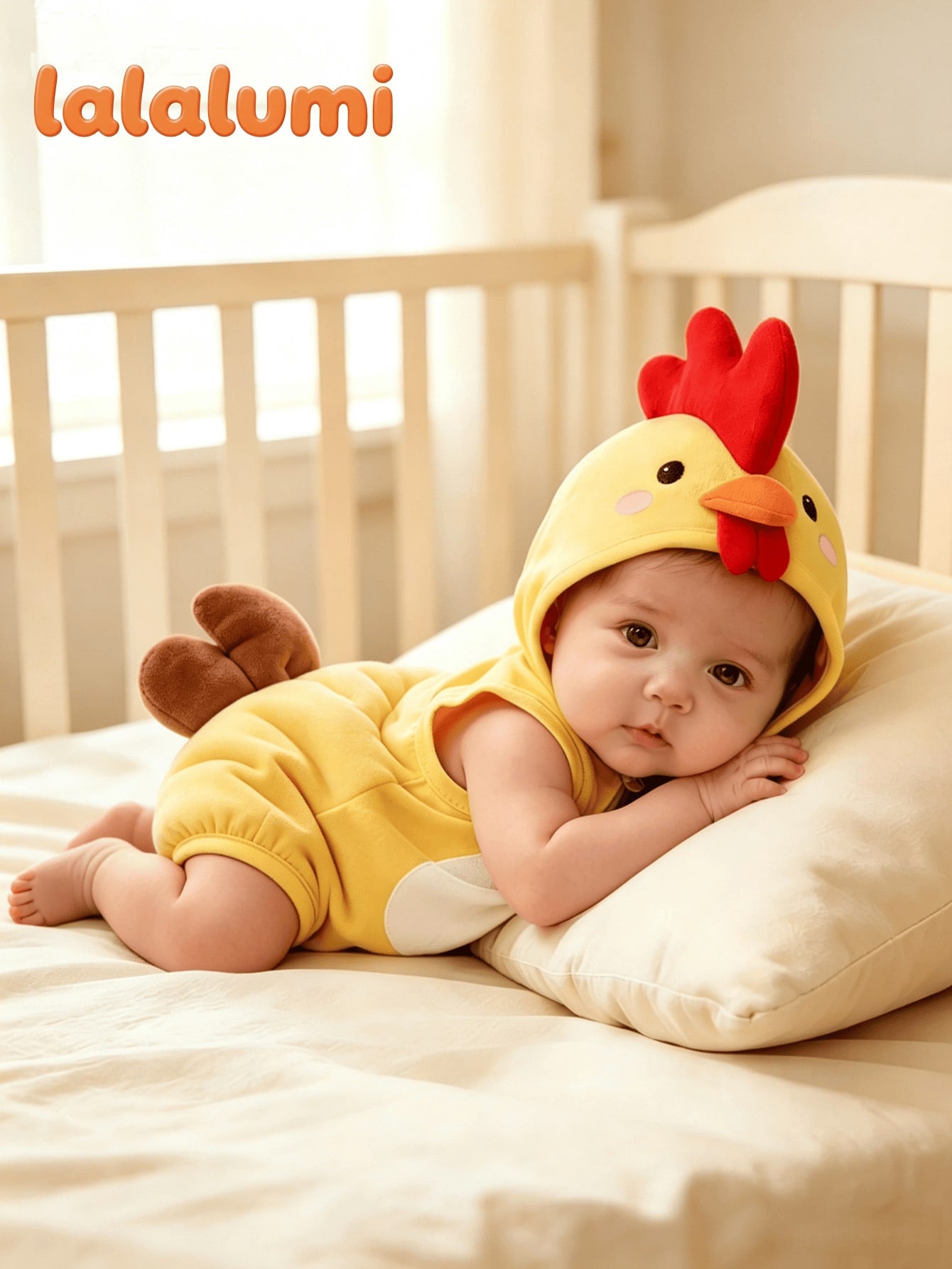Lalalumi Newborn Baby Costumes Sleeveless Romper Yellow 3D Chick Cartoon Cute Bodysuit Summer Infant Suit