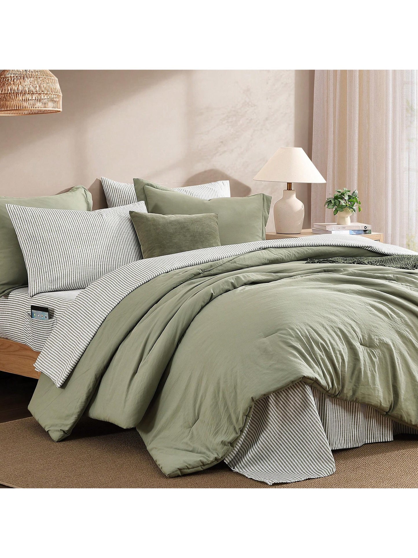 Melex 7 Pieces Prewashed Bed In A Bag Bedding Sets With Comforters, All Seasons Down Alternative Comforter Bed Set With Sheets,Pillowcases & Shams