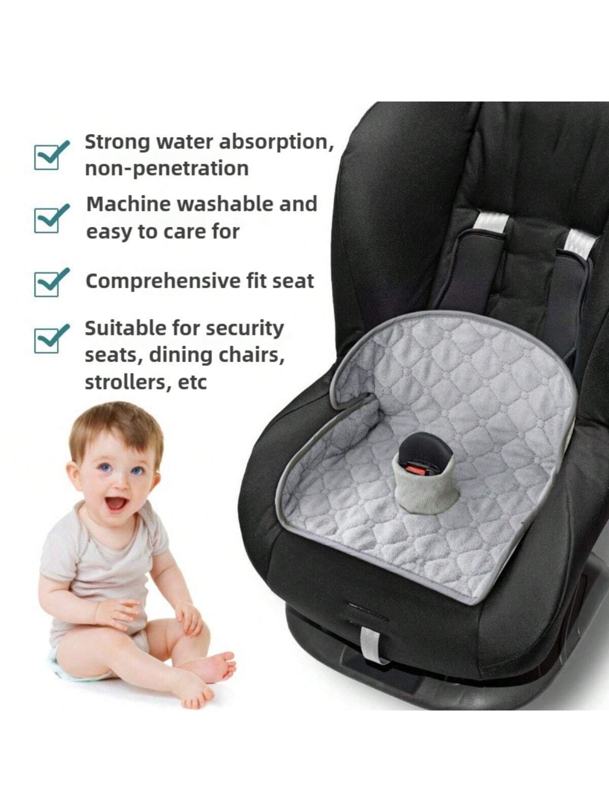 Non-Slip Baby Stroller Seat Liner, Absorbent & Washable With Safety Belt Holes, Universal Folding Toddler Seat Cushion, Suitable For Strollers, High Chairs, Car Safety Seats