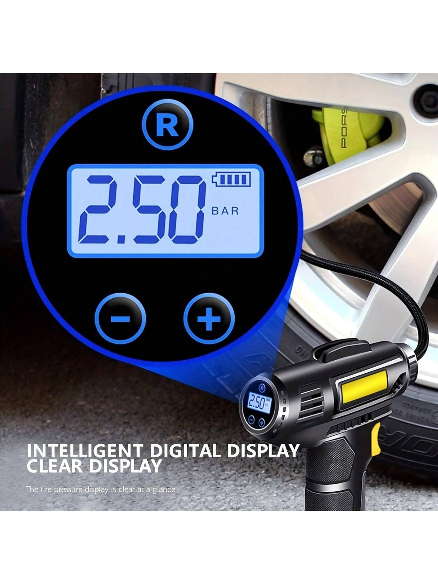Portable Car Air Compressor, Handheld Car Inflatable Pump, Electric Automobiles Tire Inflator With LED Light For Car Motorcycle Bicycle