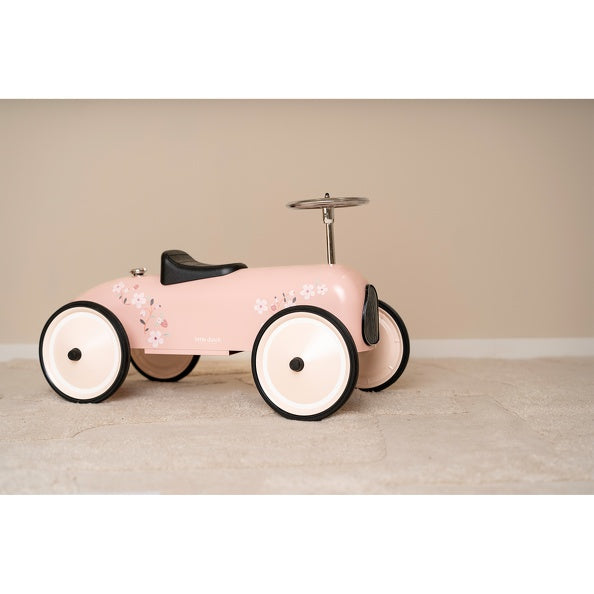 Rosa Retro Rutschauto von Little Dutch – stabiles Metall-Laufauto für Bewegung, Balance und Fahrspaß ab 24 Monaten