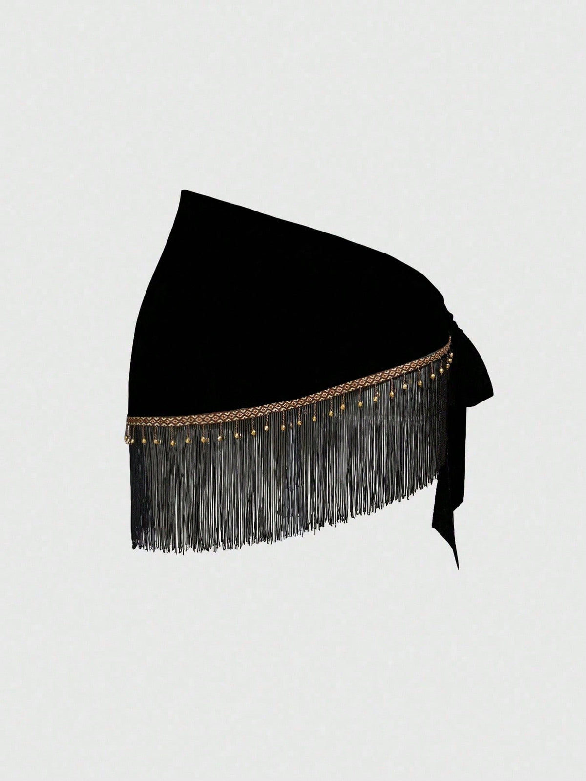 ROMWE Spring/Summer Women's Retro Hippie Western Music Festival Beaded Fringe Hem Drawstring Skirt