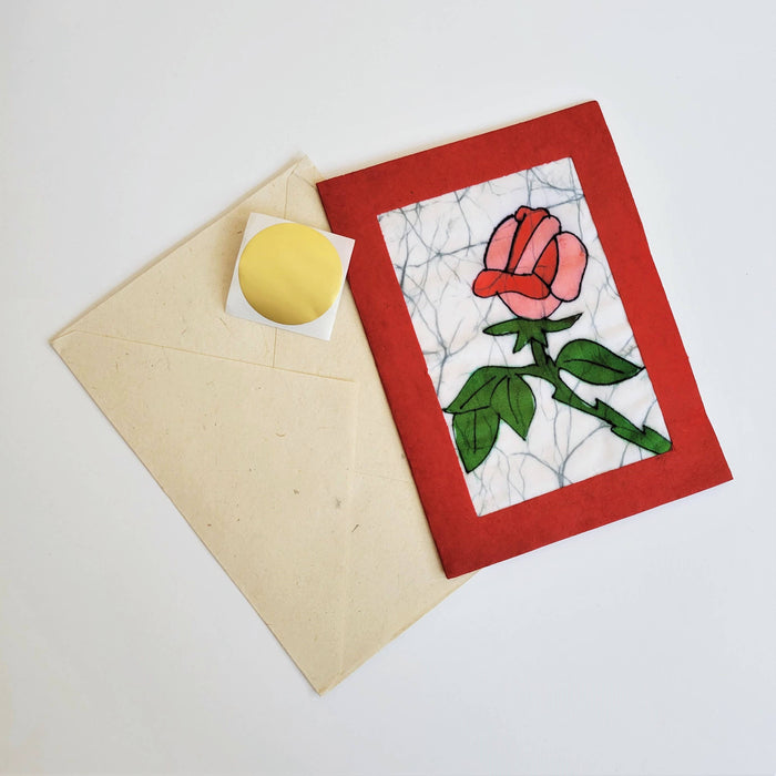 Rose Blossom Batik Note Card