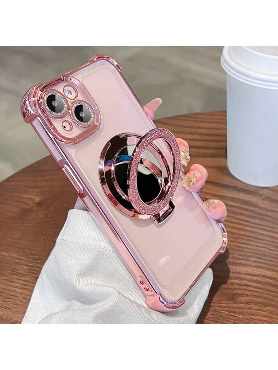 Transparent Anti-Drop Magnetic Makeup Mirror Stand, Compatible With IPhone 17/6/7/8/X/XS/XR/11/12/13/14/15/16e, Galaxy S22/23/24, A04/05/06/A07/A17/A14/A15/A16/A24/A25/A34, Note 7/8/9/10/11/12/13/14