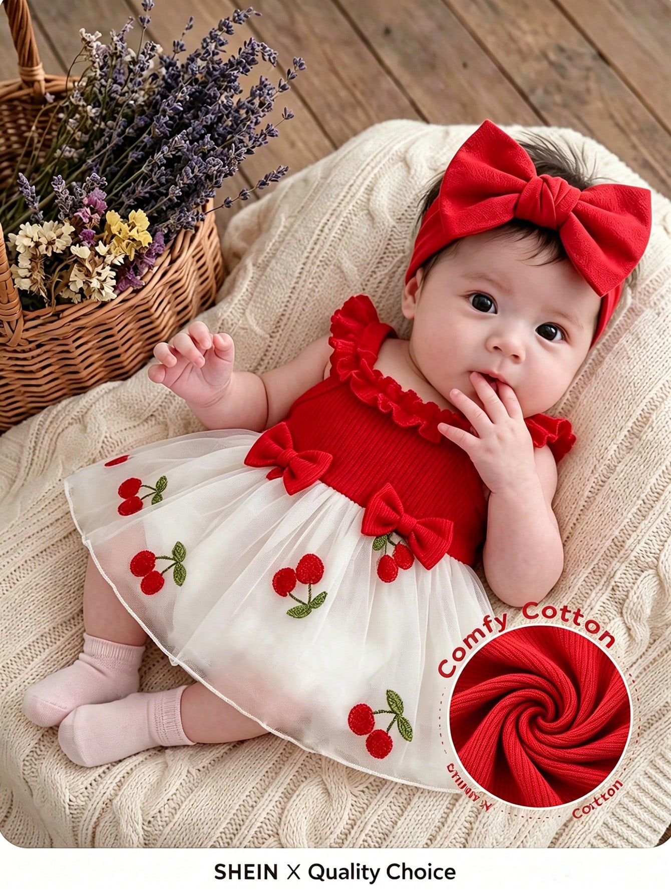 Two Newborn Baby Girls, Summer Romance, Sweetness, And Cuteness. White Knitted Pit Stripe, Ruffle Edge, Suspender, Flower Embroidery, Waist Decoration, Lace Mesh Dress, Butterfly Machine Headban