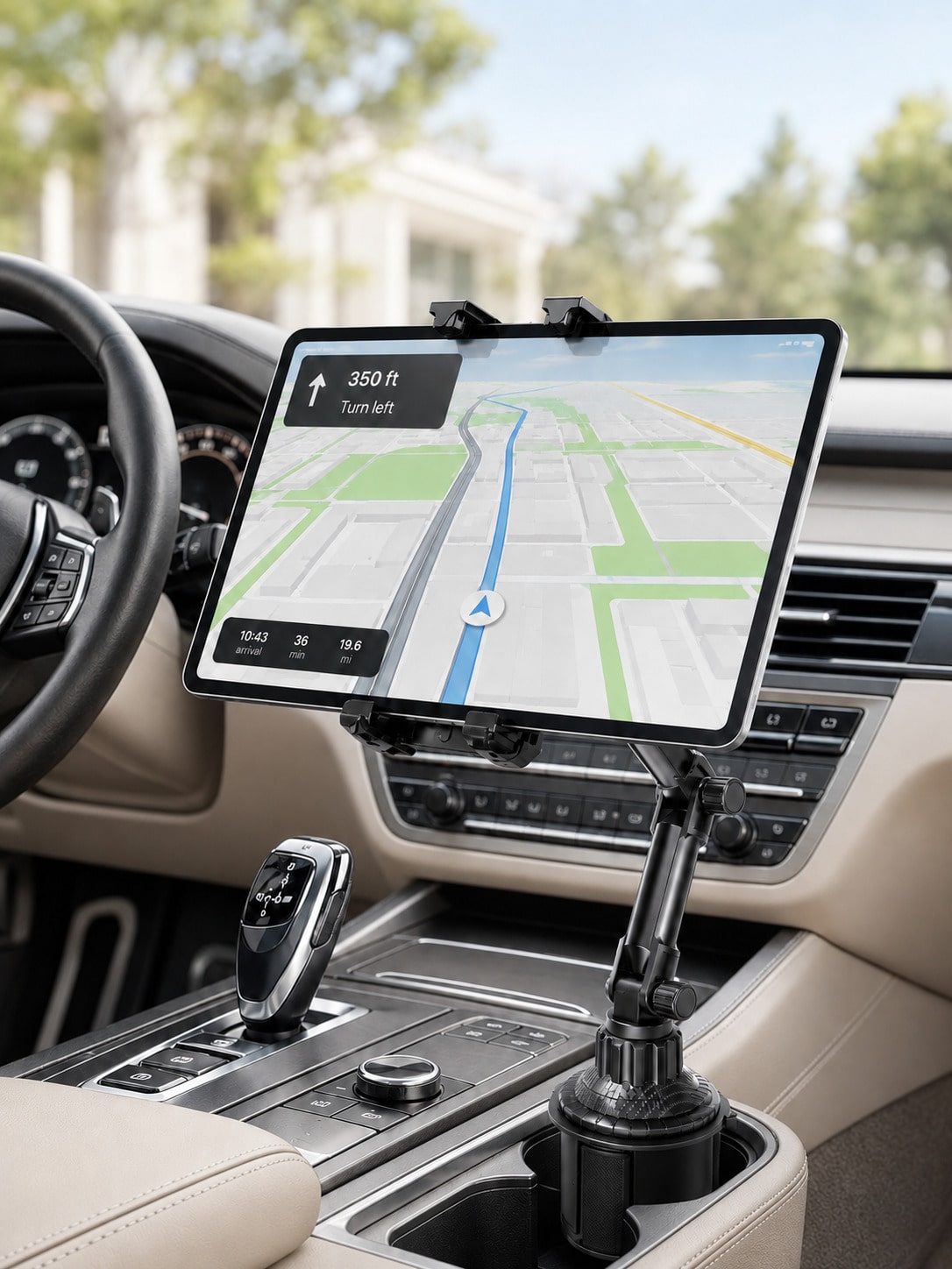 Universal Car Cup Holder Phone & Tablet Mount, Telescopic Rotating Cup Slot Navigation Stand With Spring Tension Clip, Anti-Slip & Anti-Vibration, Compatible With Smartphones, GPS And Tablets Up To 12