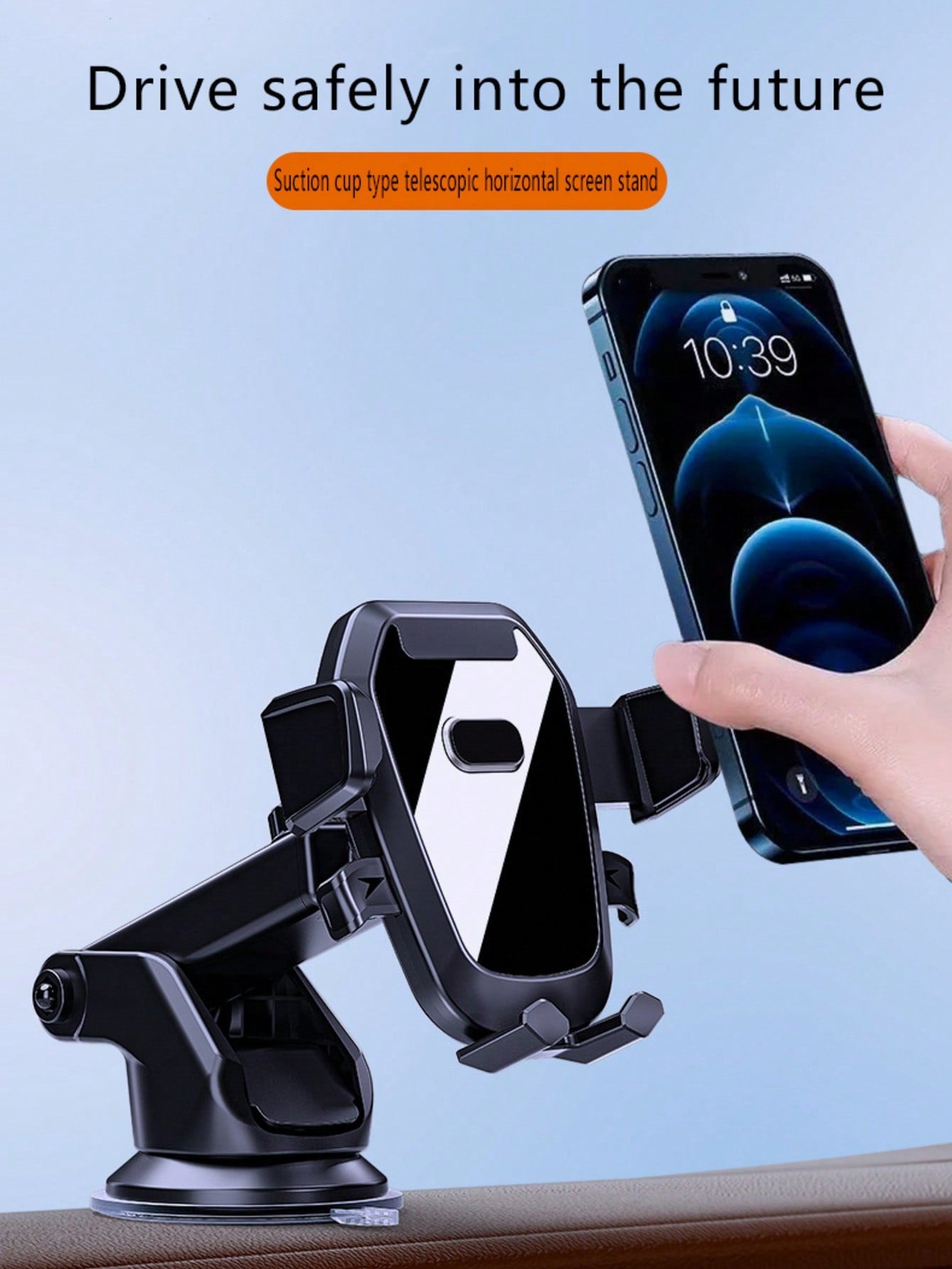 Universal Car Phone Holder, Suitable For Dashboard And Center Console, Multi-Function Telescopic Suction Cup Navigation Phone Holder, 360 Degree Rotating Dashboard Car Phone Clip Holder, Suitable For