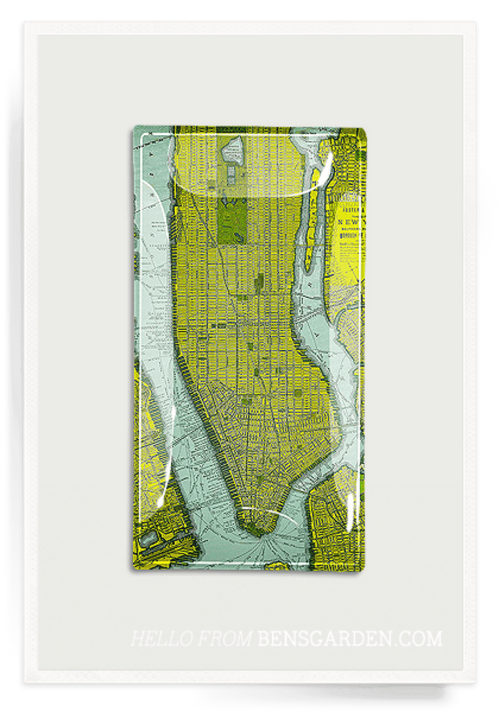 Vintage New York City Ferry Map No. 1 Decoupage Map Glass Tray - Ben's Garden