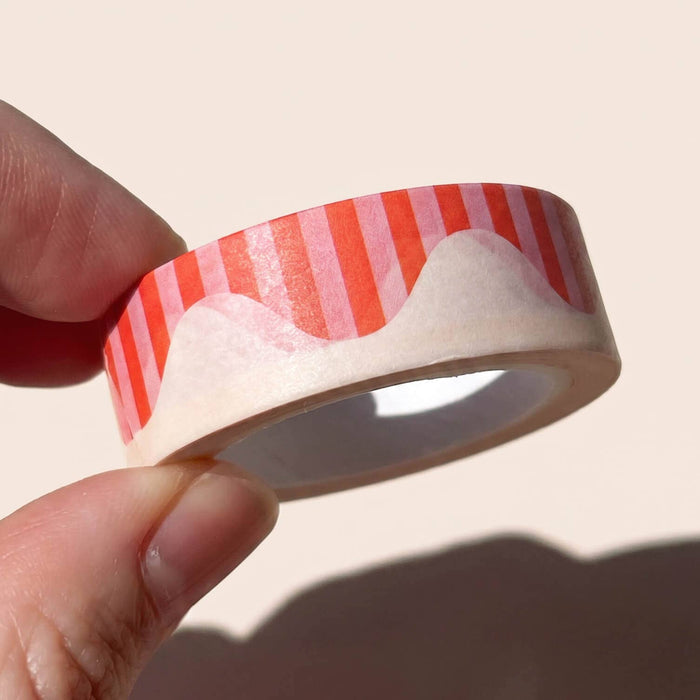 Wavy Stripes Washi Tape (Red + Pink)