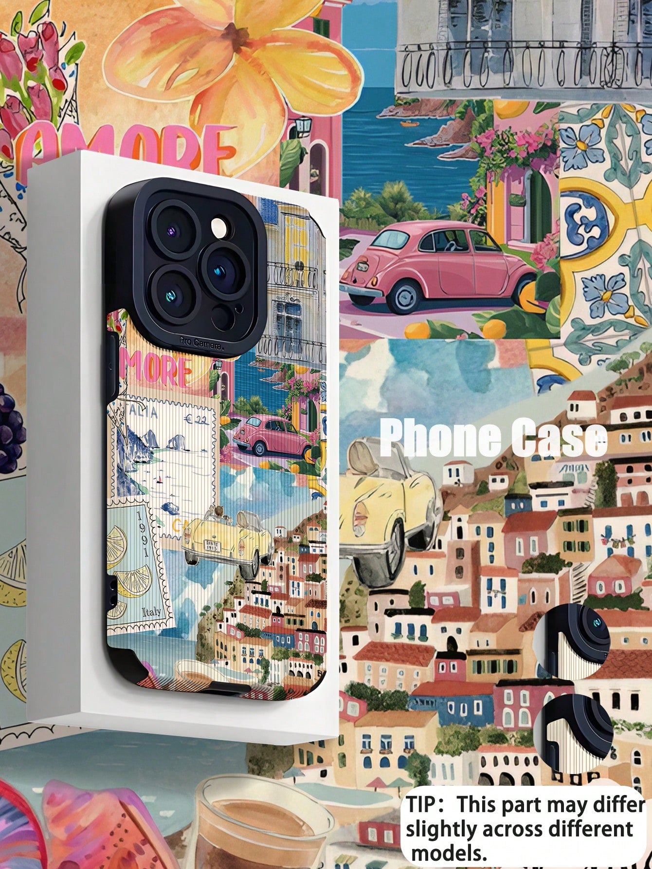 WeiMi 1pc Minimalist Car Town Striped Faux Leather Texture Shockproof Premium Soft Phone Case Compatible With IPhone And Galaxy 17/17PRO/17PROMAX/16/16PLUS/16PRO/16PROMAX