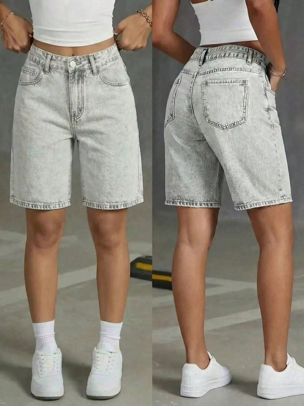 Women's Casual Street Style Mid-Waist Fashionable Versatile Denim Stretch Shorts Summer, Streetwear