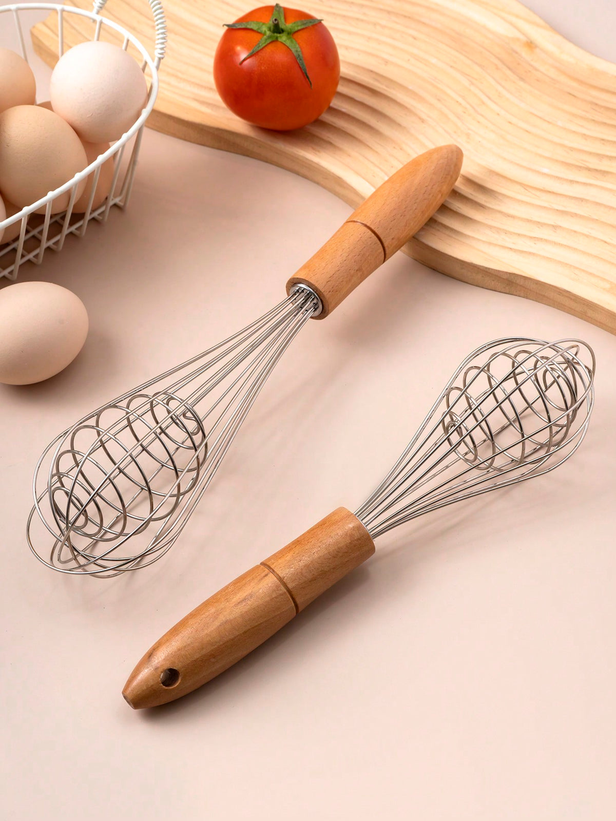 Wooden Manual Whisk, Kitchen Cake Batter Mixer, Egg Beater, Cream Whipper