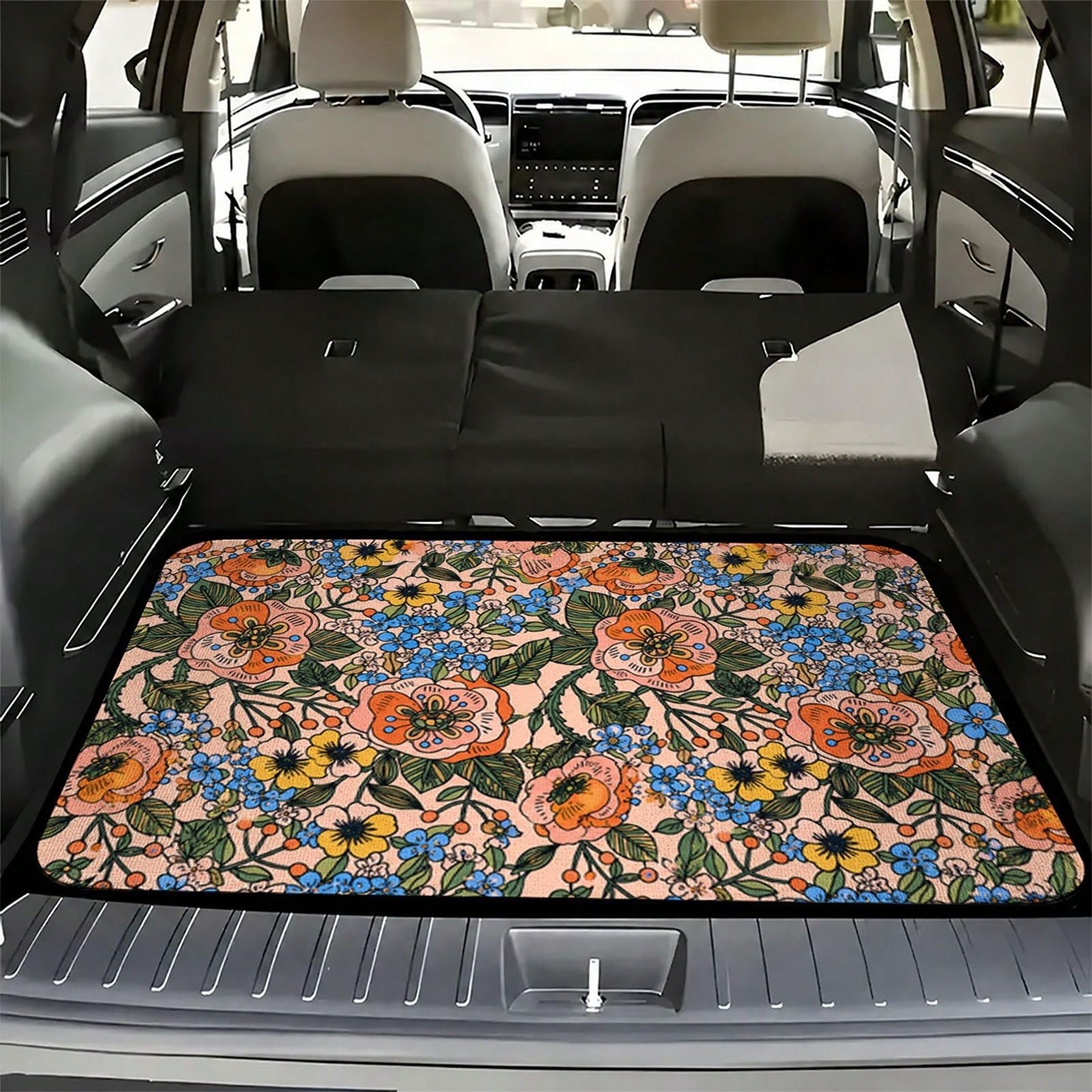 WOYUO 1 Pcs, Floral Pattern, Car Trunk Mat, Bohemian Style, Halloween Thanksgiving Christmas Birthday Gift, Stylish And Simple Car Interior Accessories For Men And Women, For Halloween Thanksgiving Ch