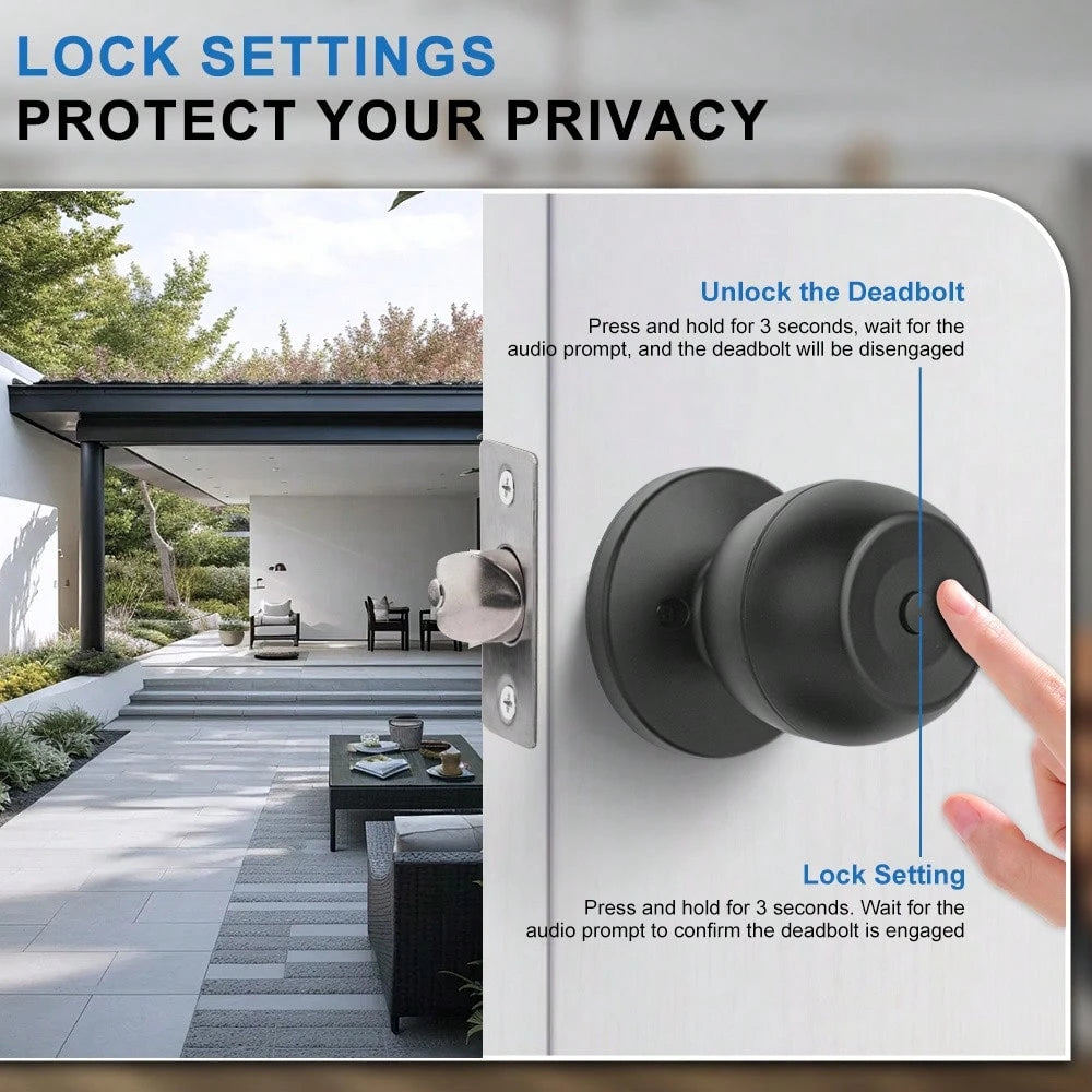 YFK Smart Fingerprint Door Handle, Biometric Door Lock, 5 Unlocking Methods: Fingerprint, NFC Card, Password, App, And Backup Key, Keyless Fingerprint Door Lock, Suitable For Bedrooms, Apartments, And